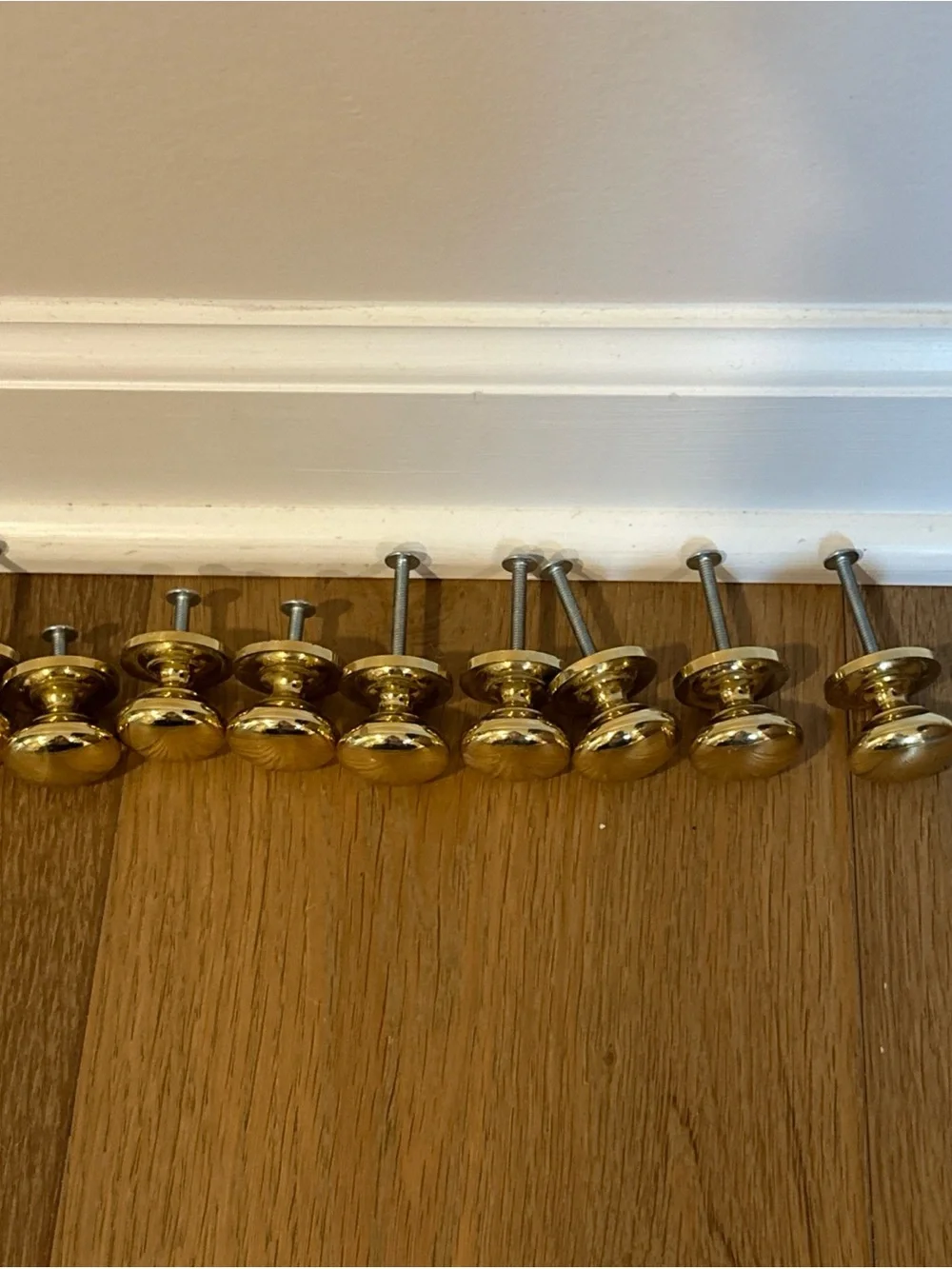 Polished Brass Wall Knobs. Set of 9- Gold Finish
